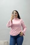 Kadın Yumoş Balıkçı Yaka Konik Kol Body Pembe