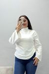 Kadın Yumoş Balıkçı Yaka Konik Kol Body Beyaz