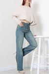 Kadın Straight Kot Pantolon Yeşiltint