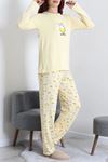Kadın Soft Milan Baskılı Pijama Takımı Açıksarı