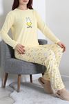 Kadın Soft Milan Baskılı Pijama Takımı Açıksarı