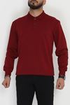 2 İplik Likralı Polo Yaka Erkek Sweat Bordo