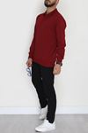 2 İplik Likralı Polo Yaka Erkek Sweat Bordo