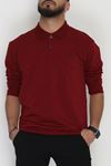 2 İplik Likralı Polo Yaka Erkek Sweat Bordo