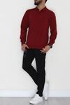 2 İplik Likralı Polo Yaka Erkek Sweat Bordo