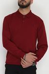 2 İplik Likralı Polo Yaka Erkek Sweat Bordo