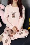 Kadın Soft Milan Enjeksiyon Baskılı Pijama Takımı Pudra