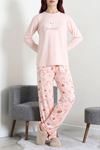 Kadın Soft Milan Baskılı Pijama Takımı Pudratavşan