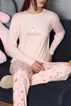 Kadın Soft Milan Baskılı Pijama Takımı Pudratavşan