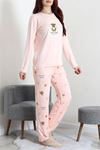 Kadın Soft Milan Baskılı Pijama Takımı Pudraayı