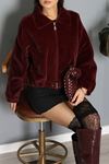 Kadın Peluş Ceket Bordo