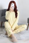 Kadın Soft Milan Baskılı Pijama Takımı Sarı