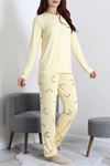 Kadın Soft Milan Baskılı Pijama Takımı Sarı