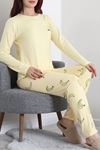 Kadın Soft Milan Baskılı Pijama Takımı Sarı