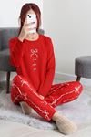 Kadın Soft Milan Baskılı Pijama Takımı Kırmızı