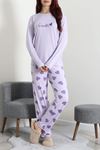 Kadın Soft Milan Baskılı Pijama Takımı Lila
