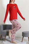 Kadın Soft Milan Baskılı Pijama Takımı Kırmızıayı