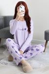 Kadın Soft Milan Baskılı Pijama Takımı Lila