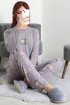 Kadın Soft Milan Baskılı Pijama Takımı Koyugri