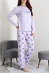 Kadın Soft Milan Baskılı Pijama Takımı Lila