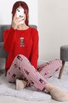 Kadın Soft Milan Baskılı Pijama Takımı Kırmızıayı