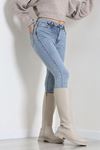 Kadın Dar Paça Kot Pantolon Kar Yıkama