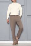 Gabardin Beli Bağcıklı Erkek Pantolon Vizon