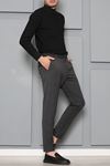 Gabardin Beli Bağcıklı Erkek Pantolon Füme