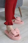 Kadın Fiyonk Detaylı Ev Terliği Pudra