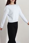 Kadın 3 İplik Bisiklet Yaka Şardonlu Sweatshirt Açıkgri