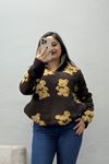 Kadın Yarım Fermuarlı Peluş Sweat Kahve