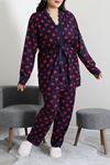 Kadın Süet Büyük Beden 3'Lü Pijama Seti Laci