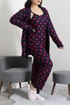 Kadın Süet Büyük Beden 3'Lü Pijama Seti Laci