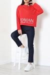 Kadın 3 İplik Şardonsuz Sweatshirt Kırmızı