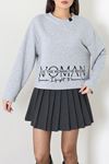 Kadın 3 İplik Şardonsuz Sweatshirt Gri