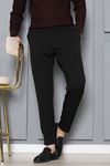 Gabardin Beli Bağcıklı Erkek Pantolon Siyah