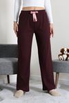 Kadın Ribana Pijama Altı Mürdüm