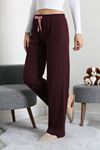 Kadın Ribana Pijama Altı Mürdüm