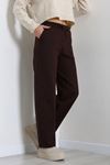 Kadın Beli Lastikli Baggy Kot Pantolon Kahve