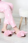 Kadın Kurdeleli Peluş Ev Terliği Pembe