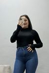 Kadın Parmak Geçmeli Body Siyah