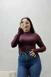 Kadın Parmak Geçmeli Body Mürdüm