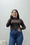Kadın Parmak Geçmeli Body Kahve