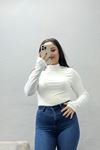 Kadın Parmak Geçmeli Body Beyaz