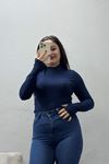 Kadın Parmak Geçmeli Body Lacivert