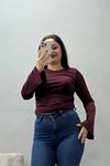 Kadın Bisiklet Yaka İspanyol Kol Dalgıç Body Bordo