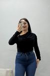 Kadın Toka Detaylı Drapeli Bluz Siyah