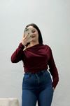 Kadın Toka Detaylı Drapeli Bluz Bordo