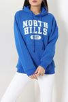 Kadın Kapşonlu Baskılı Sweat Saks