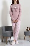 Kadın Süprem Baskılı Pijama Takımı Açıkpudra